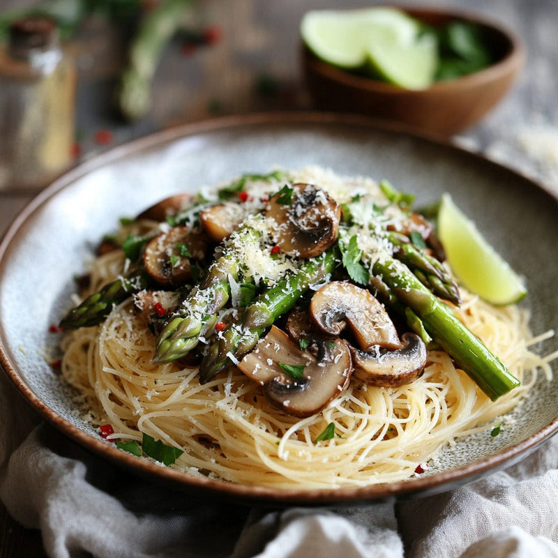 Asparagus & Mushroom Angel Hair Pasta
