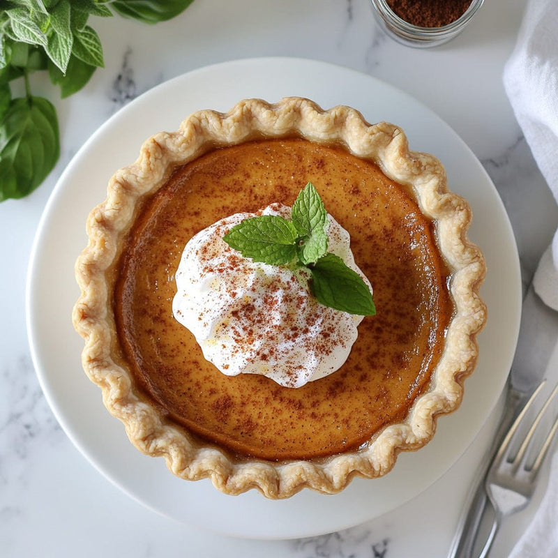 easyChef Pro Autumn Caramel Pumpkin Custard Pie with Spiced Whipped Cream