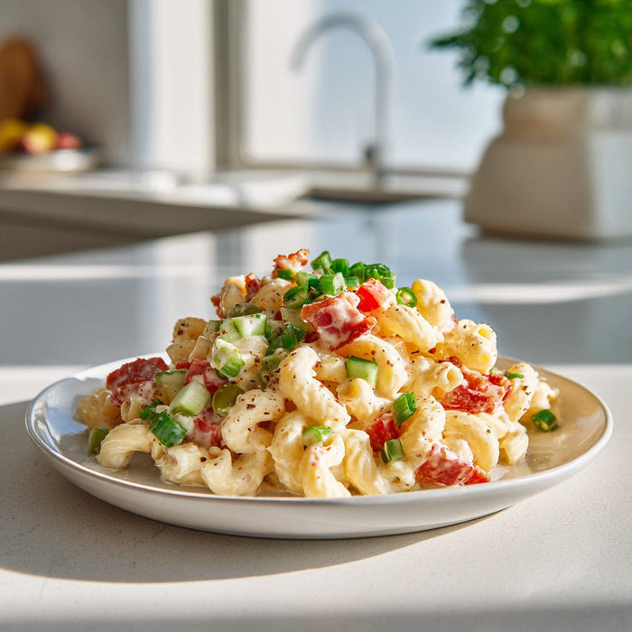 easyChef Pro Bacon & Macaroni Salad with Tangy Mustard Dressing
