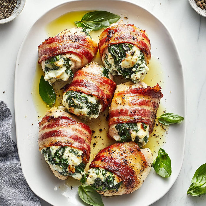 easyChef Pro Bacon-Wrapped Chicken with Spinach and Ricotta