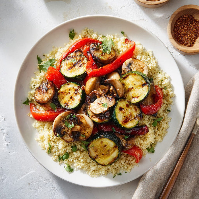 easyChef Pro Balsamic-Glazed Grilled Veggies with Fluffy Couscous