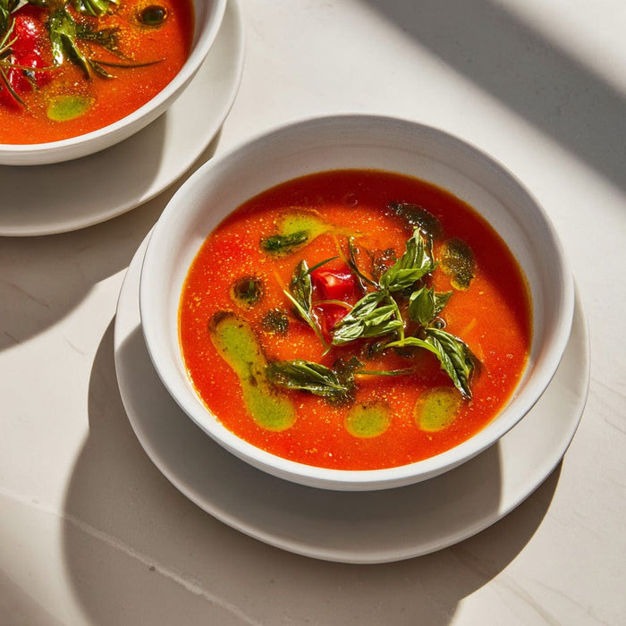 easyChef Pro Basil-Infused Vegetable Soup with Parmesan Tomato Sauce