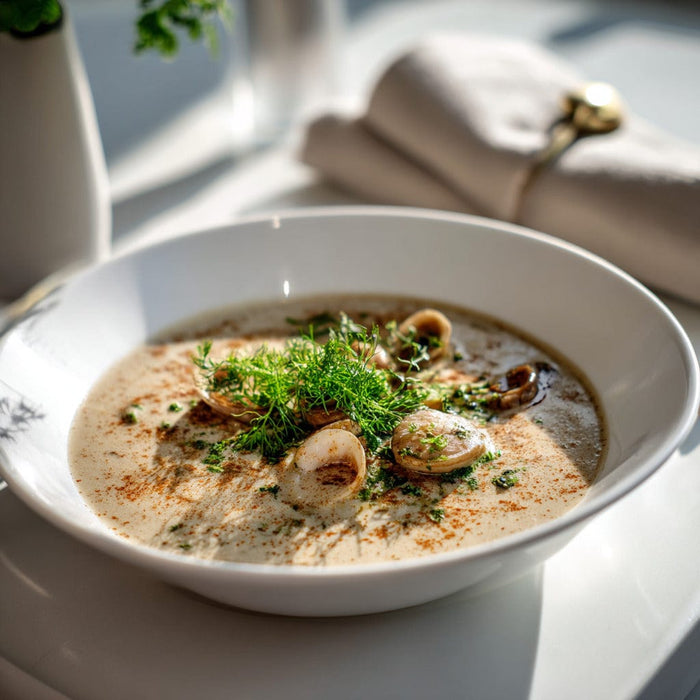 easyChef Pro Bay Scallop and Mushroom Chowder with Herb Infusion