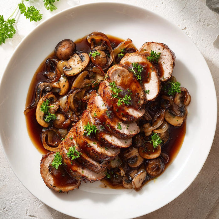 easyChef Pro Burgundy-Style Pork Tenderloin with Mushroom Gravy