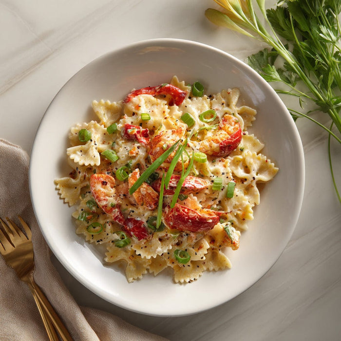 easyChef Pro Cajun Crawfish Pasta with Green Onion Garnish