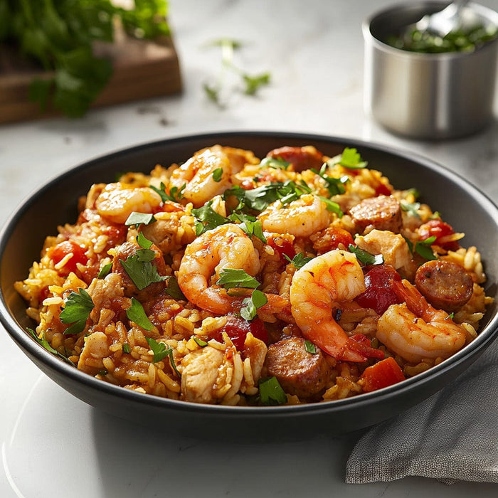 easyChef Pro Cajun Spicy Jambalaya with Chicken, Sausage, and Shrimp