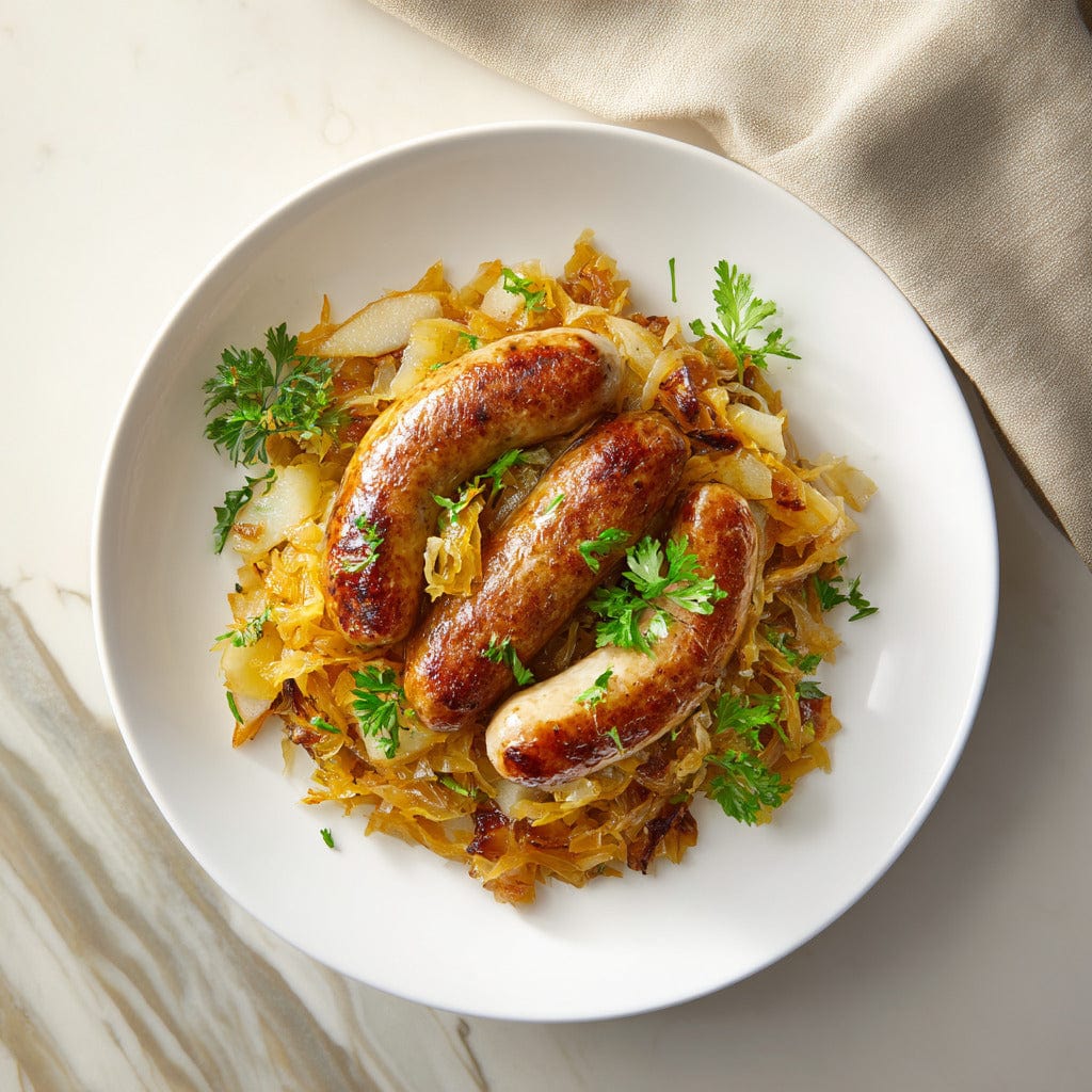 easyChef Pro Caramelized Apple Bratwurst with Sweet Sauerkraut