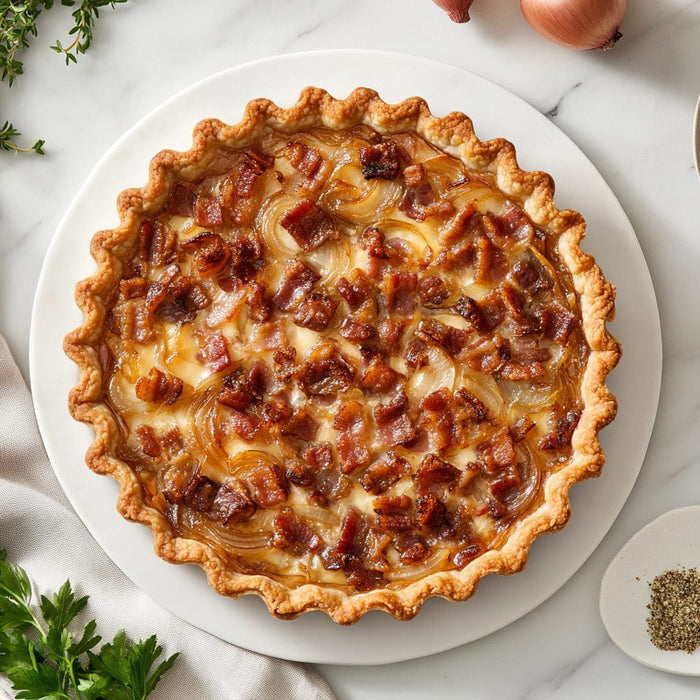 easyChef Pro Caramelized Onion and Bacon Tart with Nutmeg Twist