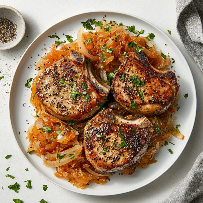 easyChef Pro Caraway-Infused Pork Chops with Tangy Sauerkraut