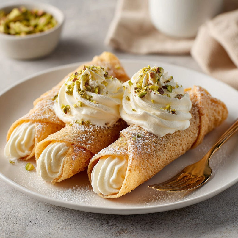 easyChef Pro Cardamom-Infused Krumkake Cones with Whipped Cream