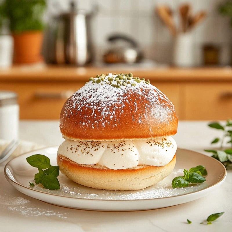 easyChef Pro Cardamom-Infused Swedish Semla Buns with Marzipan and Whipped Cream