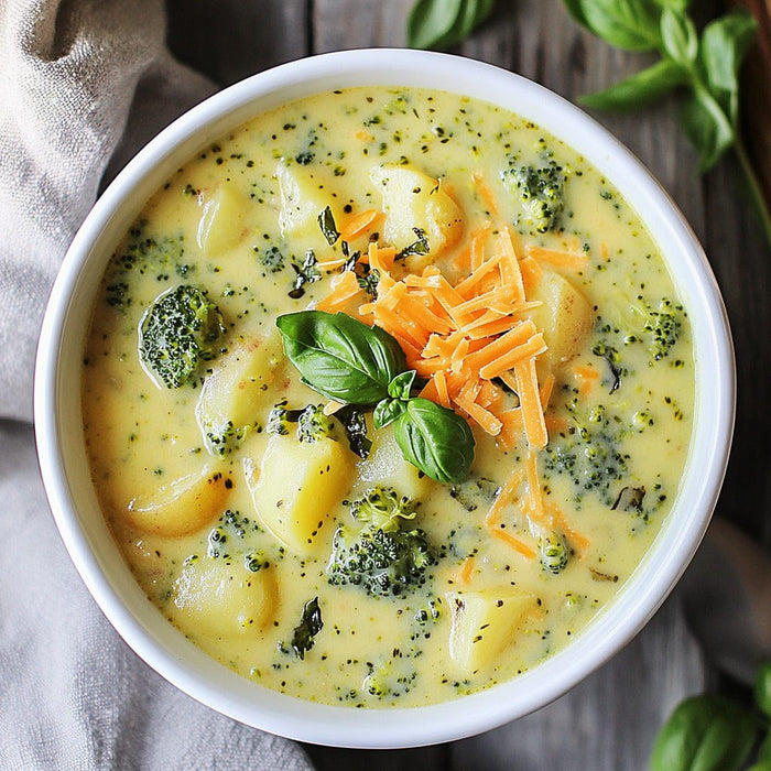easyChef Pro Cheddar Broccoli Potato Soup with Fresh Basil