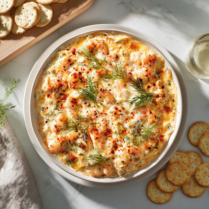 easyChef Pro Cheddar Shrimp Bake with Horseradish and Dill