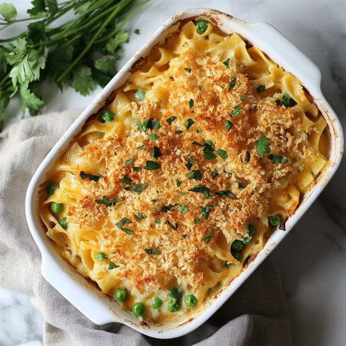 easyChef Pro Cheddar Tuna Noodle Bake with Crispy Herb Topping