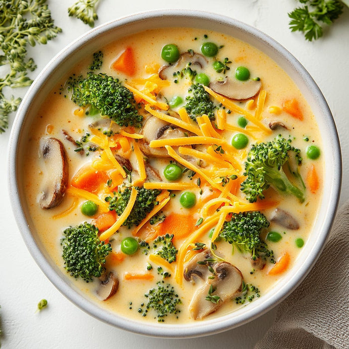 easyChef Pro Cheddar Vegetable Soup with Mushrooms and Broccoli