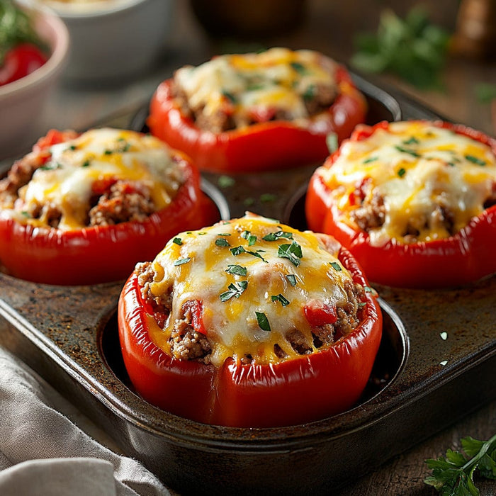 easyChef Pro Cheesy Beef-Stuffed Bell Peppers