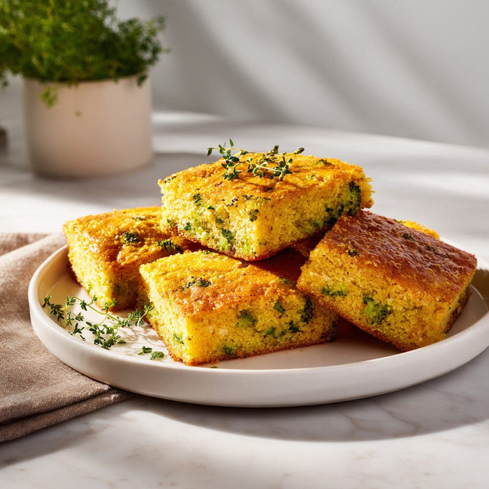 easyChef Pro Cheesy Broccoli Cornbread with a Buttery Crust