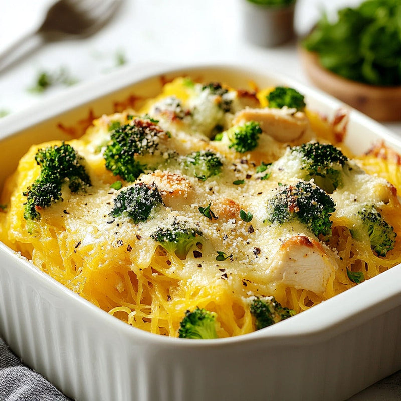 easyChef Pro Cheesy Chicken and Broccoli Spaghetti Squash Bake