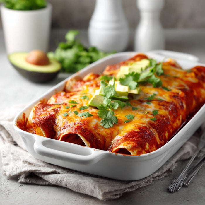 easyChef Pro Cheesy Chicken Enchiladas with Cottage Cheese and Green Chiles