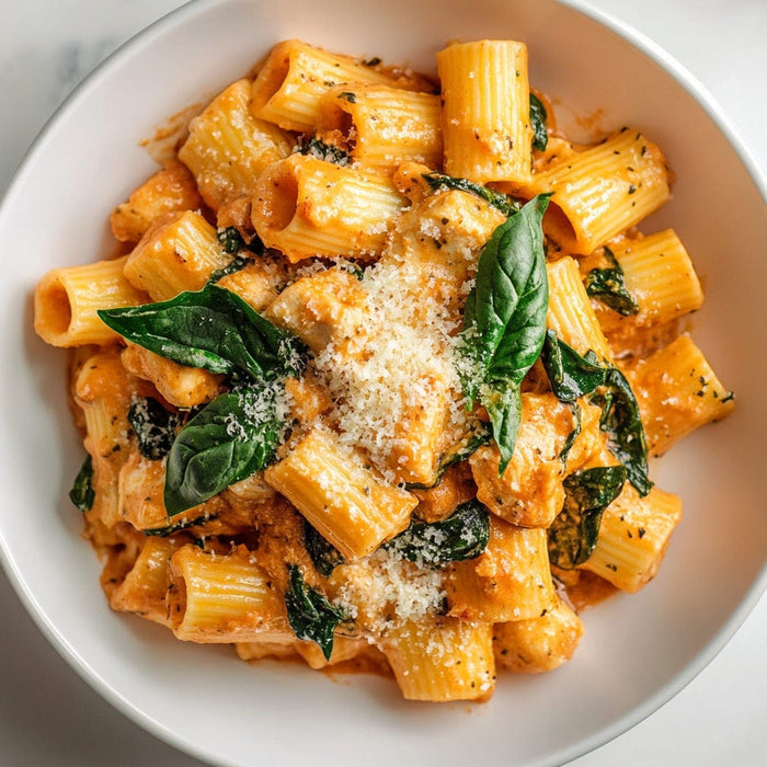 easyChef Pro Cheesy Garlic Chicken Rigatoni with Spinach