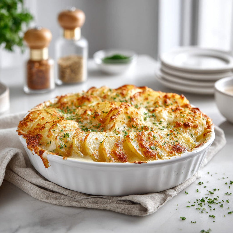 easyChef Pro Cheesy Garlic Scalloped Potatoes with a Crispy Parmesan Topping
