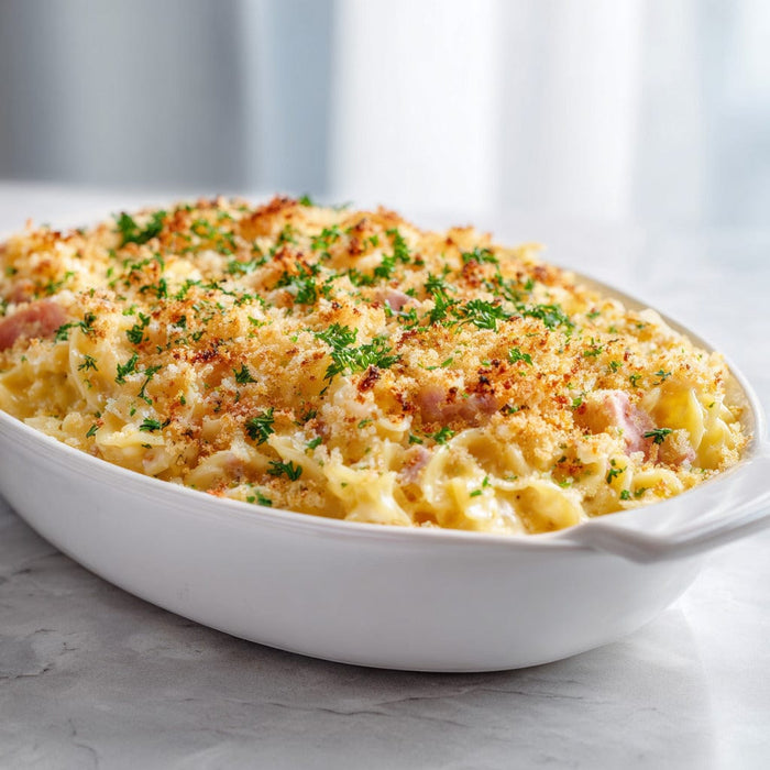 easyChef Pro Cheesy Ham and Noodle Bake with Crispy Panko Topping