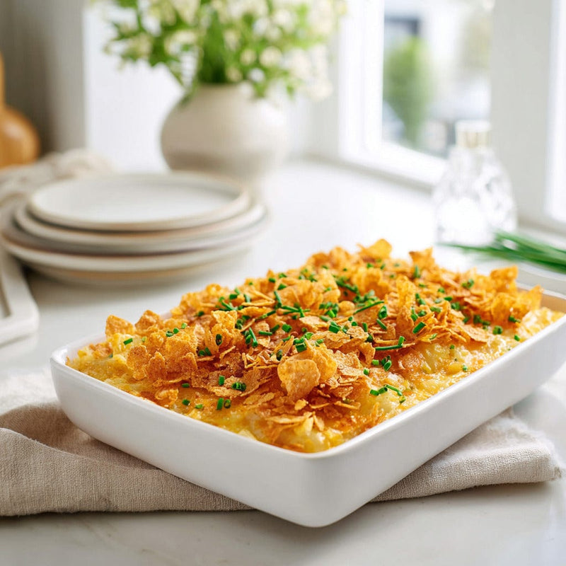 easyChef Pro Cheesy Hash Brown Casserole with Crispy Cornflake Topping