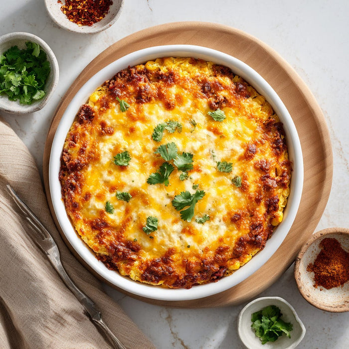 easyChef Pro Cheesy Mexican Taco Bake with Corn Crust