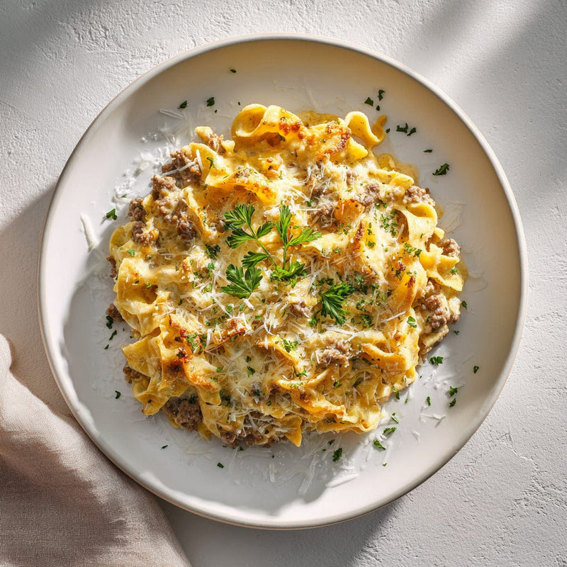 easyChef Pro Cheesy Sherry Beef Noodle Casserole