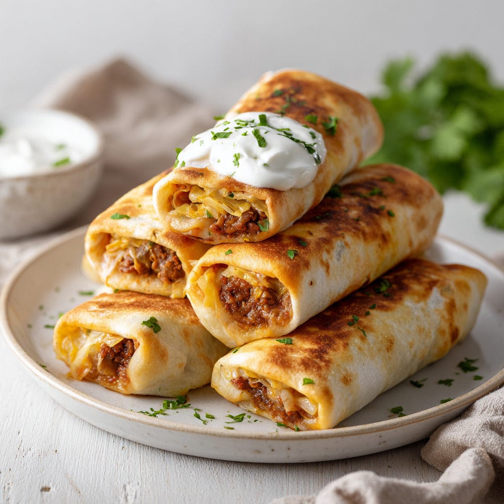 easyChef Pro Cheesy Spiced Beef and Cabbage Burritos