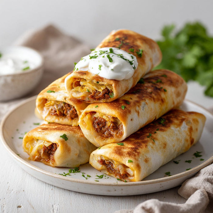 easyChef Pro Cheesy Spiced Beef and Cabbage Burritos