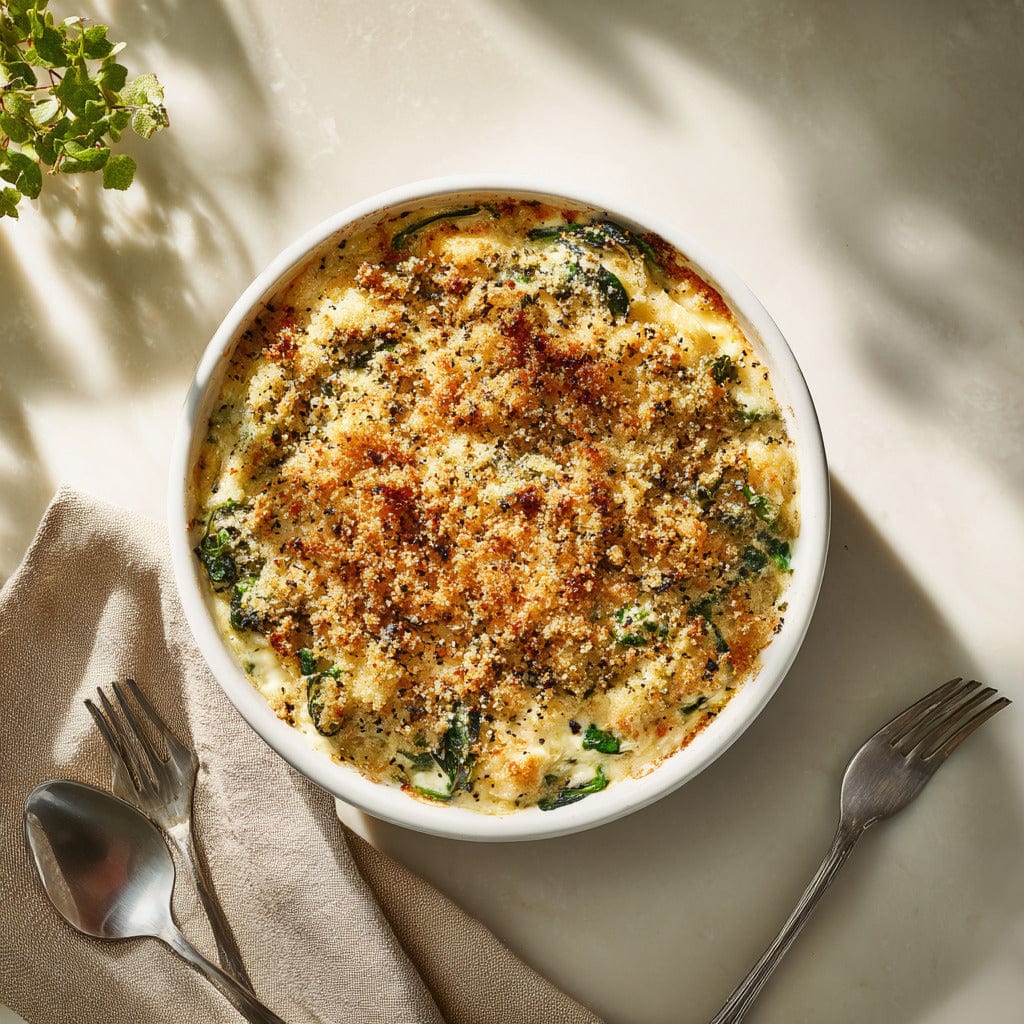 easyChef Pro Cheesy Spinach and Egg Bake with Crispy Topping