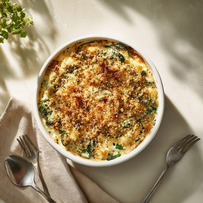 easyChef Pro Cheesy Spinach and Egg Bake with Crispy Topping