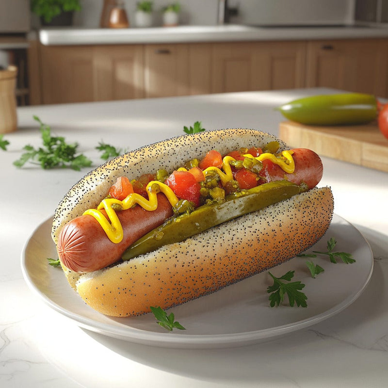 easyChef Pro Chicago-Style All-Beef Hot Dog with Poppy Seed Bun
