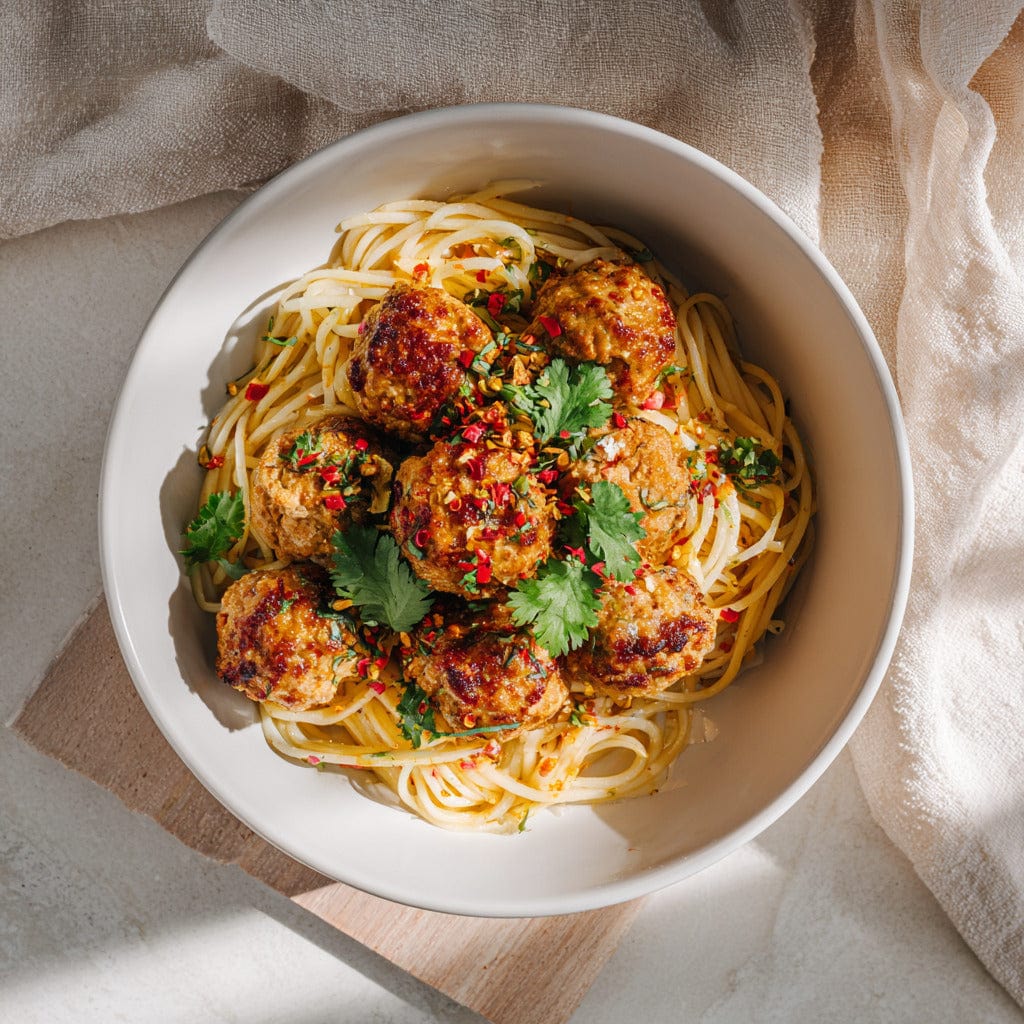 easyChef Pro Chipotle-Infused Turkey Meatballs with Spaghetti