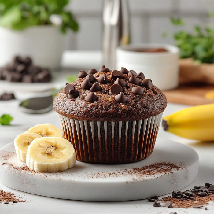 easyChef Pro Chocolate Banana Muffins with Crunchy Chocolate Chip Surprise