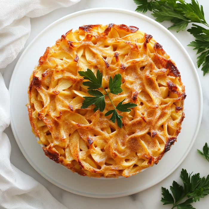 easyChef Pro Cinnamon-Infused Apple Noodle Kugel with a Golden Crust