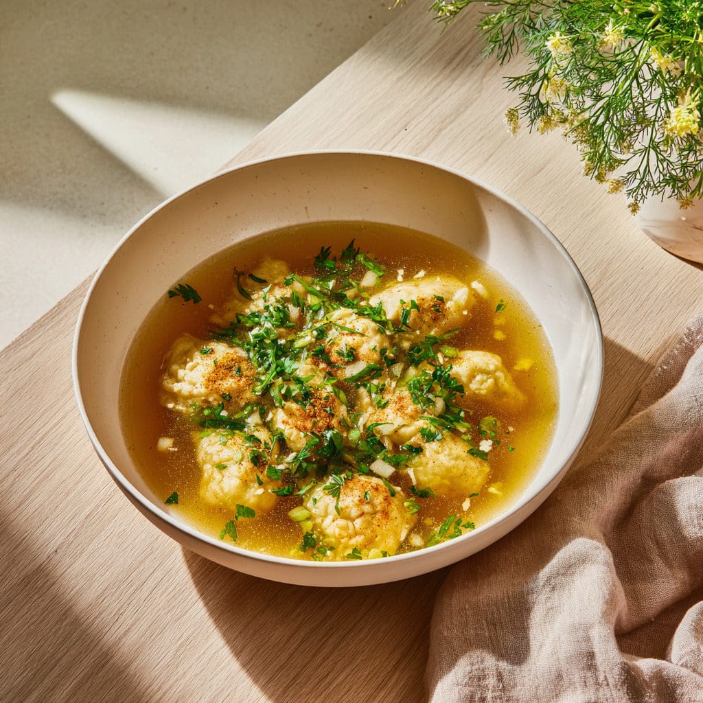 easyChef Pro Cinnamon-Infused Chicken Dumpling Soup with Matzo and Rice