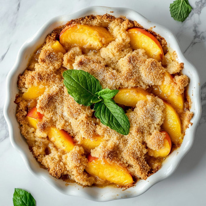 easyChef Pro Cinnamon-Infused Fresh Peach Cobbler with Buttery Crumble Topping