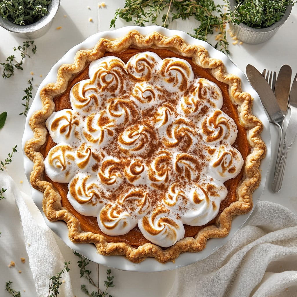 easyChef Pro Cinnamon-Infused Sweet Potato Pie with Toasted Marshmallow Meringue