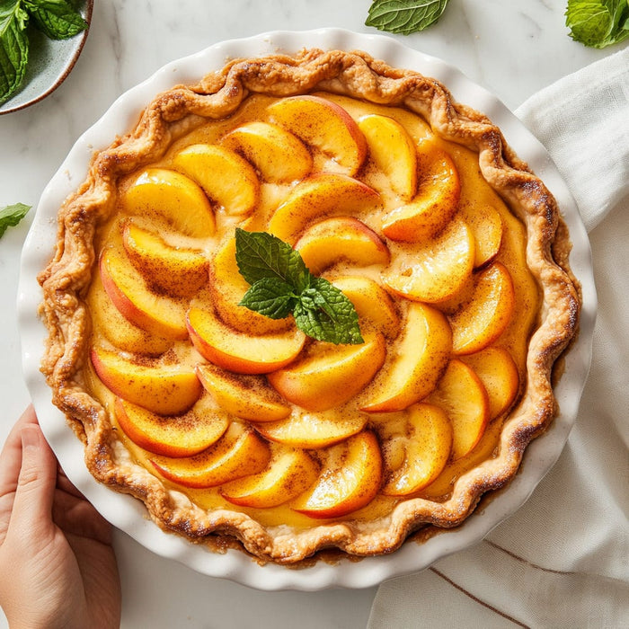 easyChef Pro Cinnamon-Kissed Peach Cream Pie with Vanilla Crust