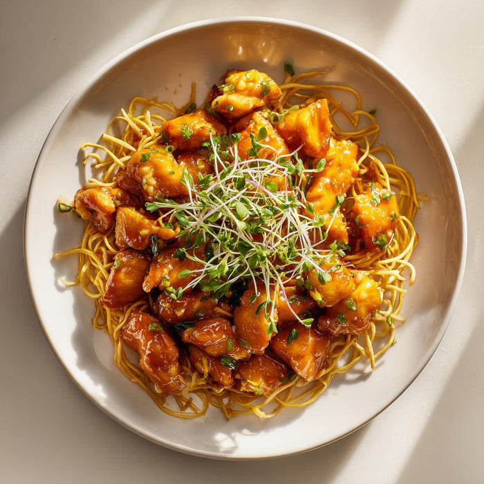 easyChef Pro Citrus Chicken Stir-Fry with Crunchy Noodles