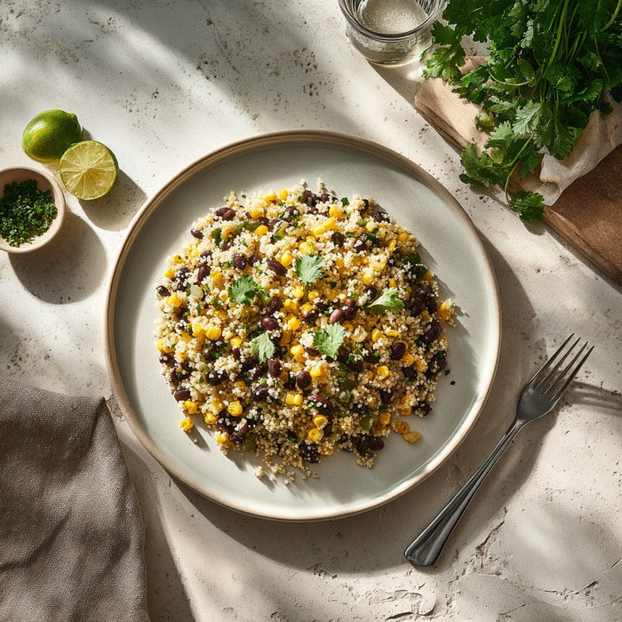 easyChef Pro Citrus-Infused Couscous Salad with Black Beans and Roasted Garlic