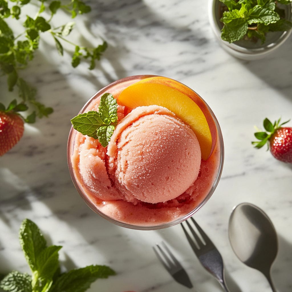 easyChef Pro Citrus-Infused Peach and Strawberry Sorbet