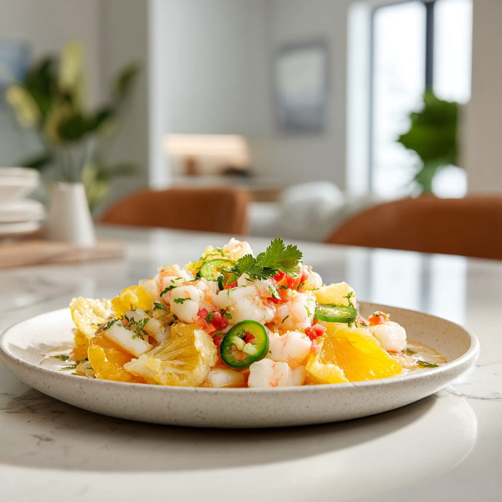 easyChef Pro Citrus-Infused Seafood Ceviche with Ginger and Jalapeño