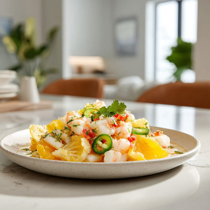 easyChef Pro Citrus-Infused Seafood Ceviche with Ginger and Jalapeño