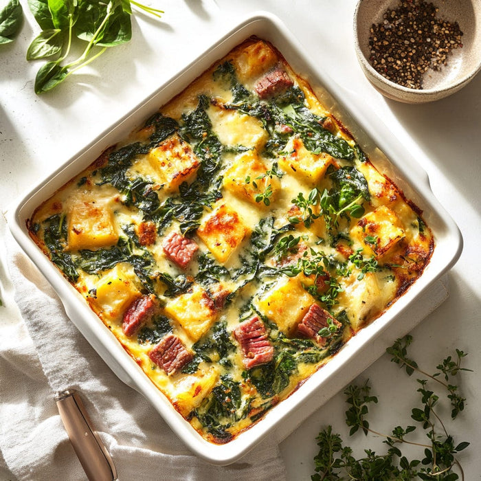 easyChef Pro Coconut Spinach and Corned Beef Bake