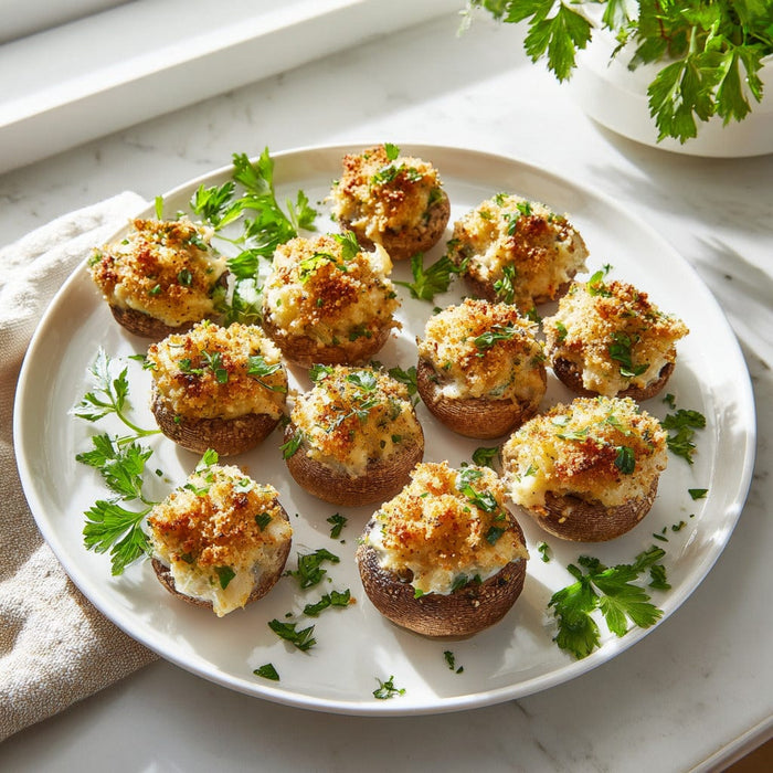 easyChef Pro Crab-Stuffed Mushroom Bites with Crispy Herb Topping