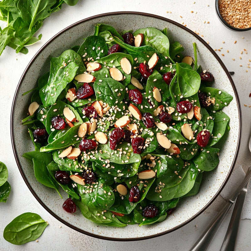 easyChef Pro Cranberry Almond Spinach Salad with Sweet Sesame Dressing