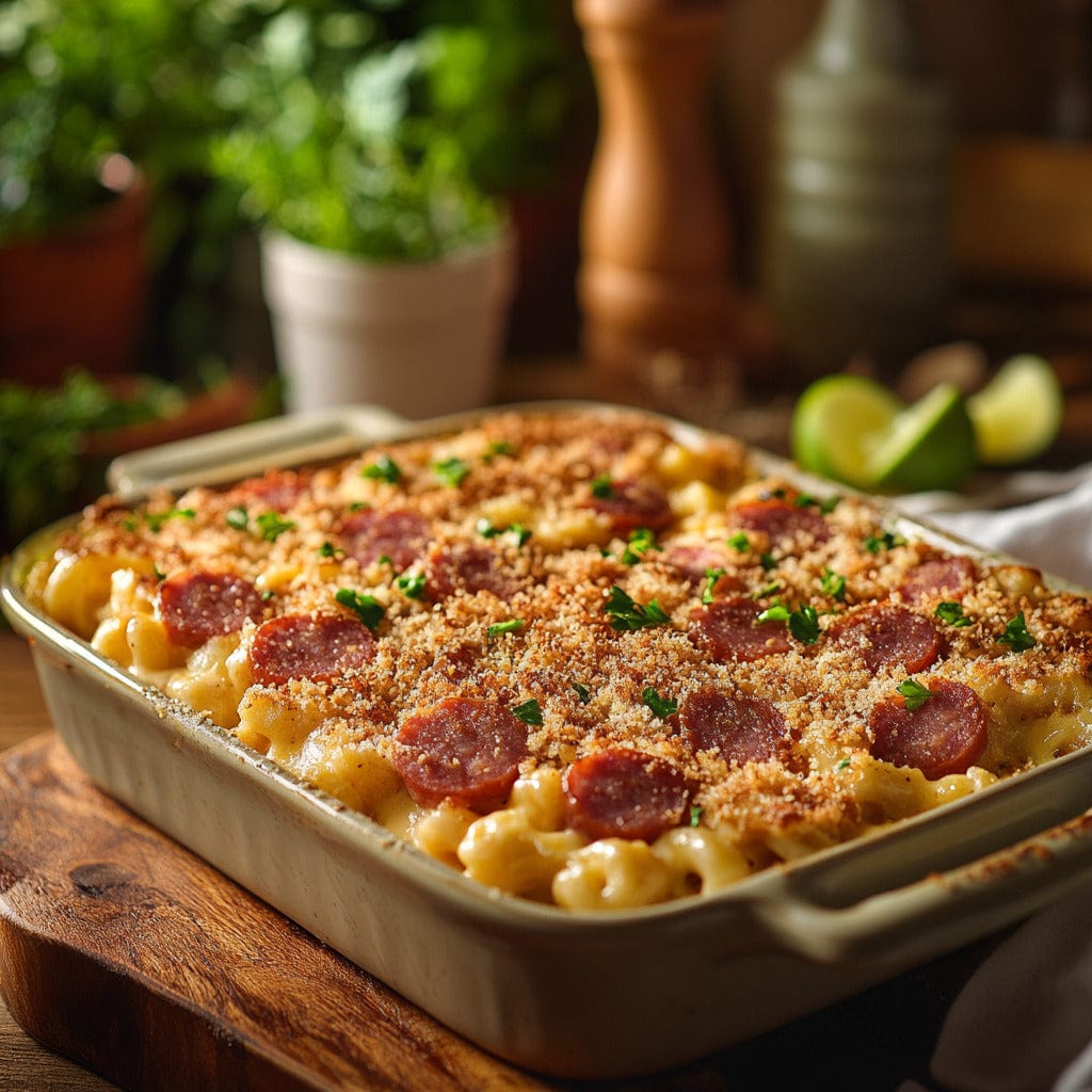 easyChef Pro Creamy Kielbasa Mac and Cheese Bake